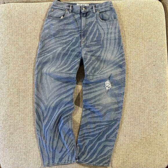 🦓 RARE Golden Goose GGDB Zebra Print Distressed Denim Jeans Made in Italy 27 - Picture 1 of 5